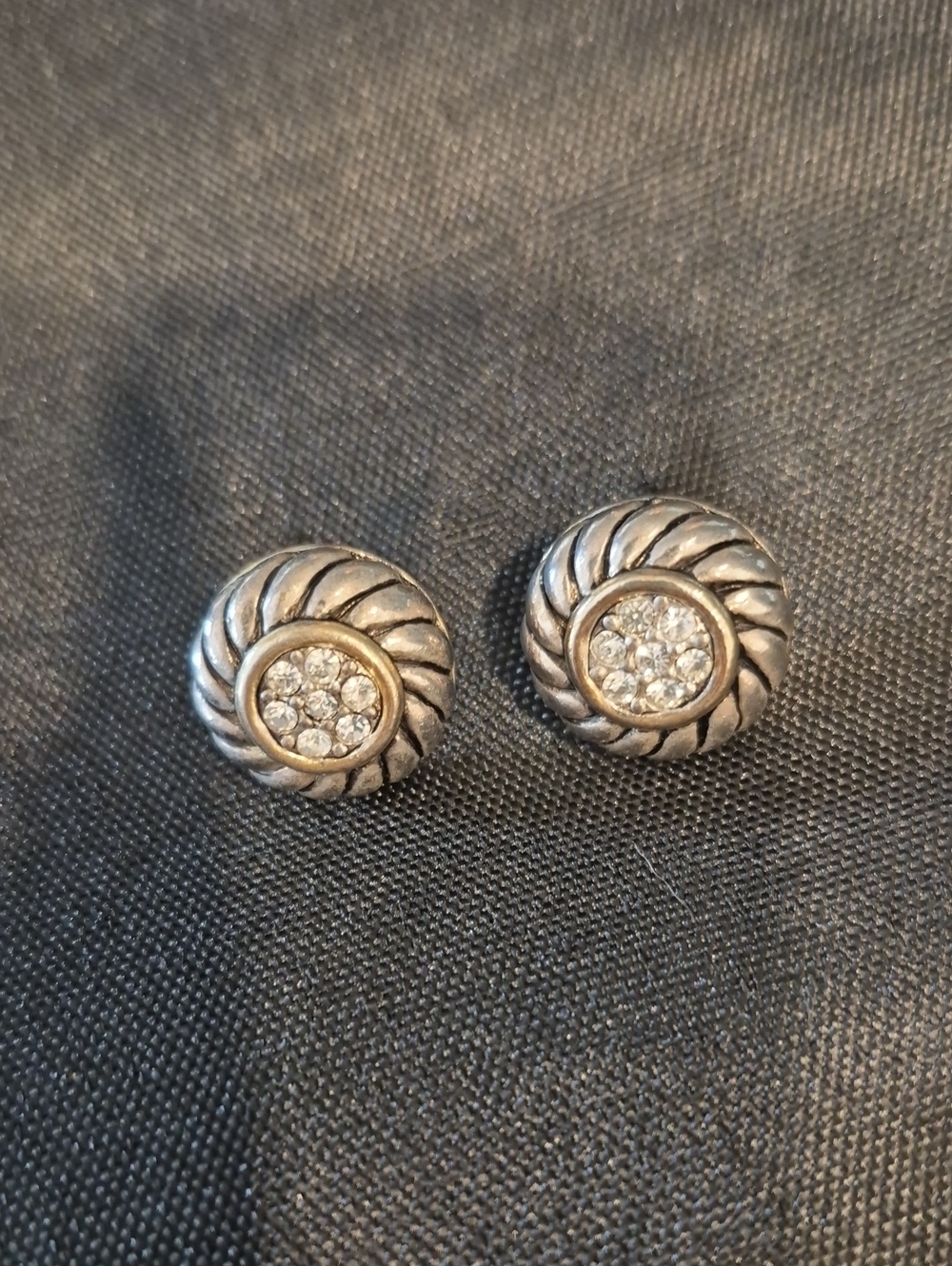 Designer Inspired Silver-Tone Crystal Button Earrings Sparkling Round Studs